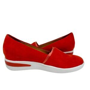 Kenneth Cole Fay Sneaker Slip On Wedge Nautical - ORANGE & WHITE